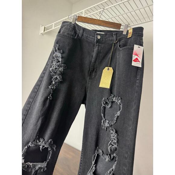 Vibrant m.i.u. Black Denim Jeans Distressed Jeans 3X (20) - Picture 3 of 8